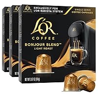 L'OR Coffee Pods, 30 Capsules Bonjour Light Roast Blend, Single Cup Aluminum Coffee Capsules Exclusively Compatible with the L'OR BARISTA System