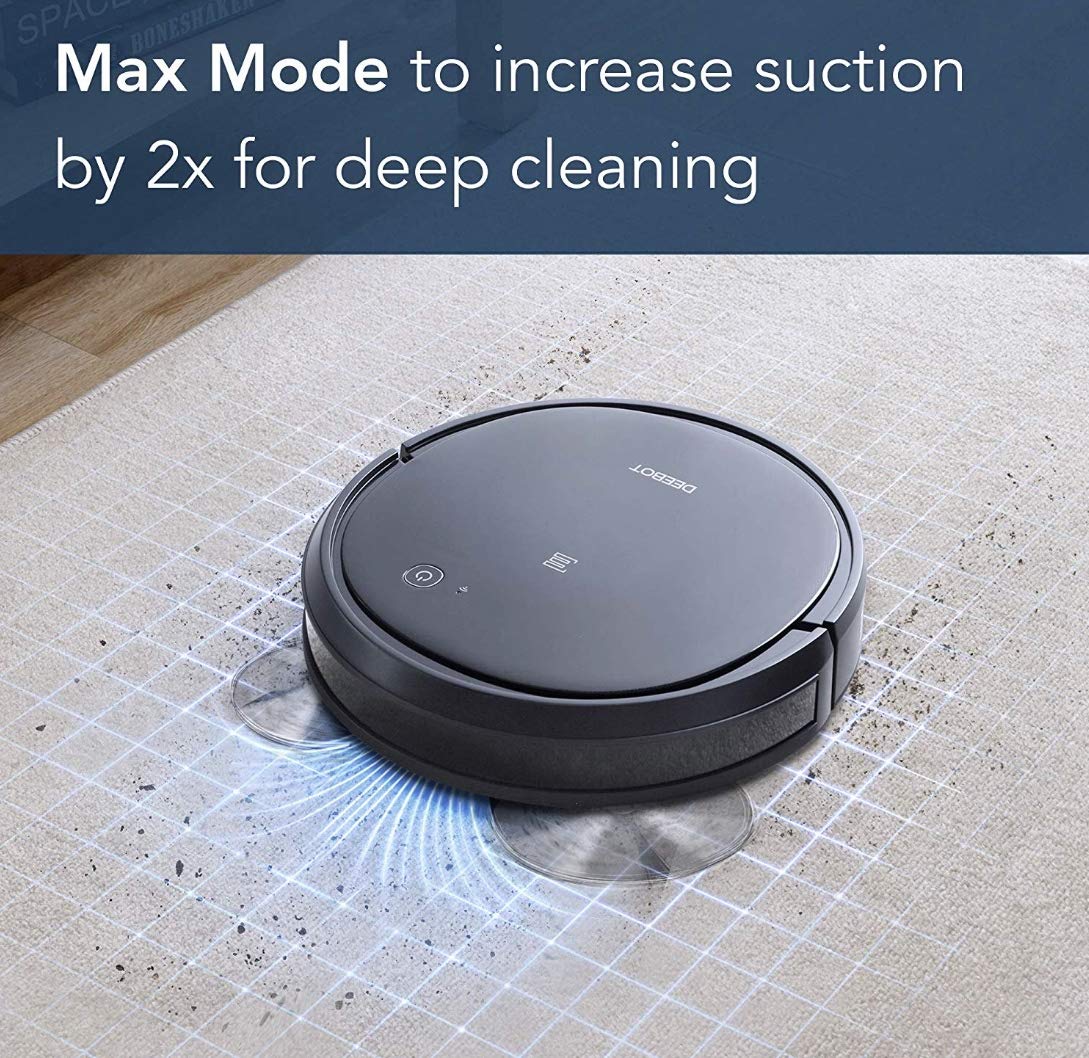 Ecovacs DEEBOT 500 Robot Vacuum Cleaner with Max Power Suction, Up to 110 min Runtime, Hard Floors & Carpets, Pet Hair, App Controls, Self-Charging, Quiet, Large, Black, 8 Each