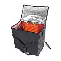 Insulated Heated Delivery Bag with Handle - Portable Microwave Food Warmer, Collapsable Grocery Boxes - Picnic Lunch Pizza Container for Food Transport