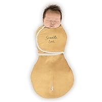 SwaddleDesigns 6-Way Omni Swaddle Sack for Newborn with Wrap & Arms Up Sleeves & Mitten Cuffs, Easy Swaddle Transition, Better Sleep for Baby Boys & Girls, Heathered Gold, Swaddle Love, Small