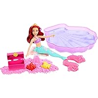 Disney Princess Ariel Mermaid Doll & Pool Set with Moldable Sand, 3 Sand Molds, Beach Towel & 5 Accessories, Inspired by The Little Mermaid