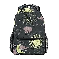 ALAZA Stars Sun Moon Starry Sky Backpack Purse with Multiple Pockets Name Card Personalized Travel Laptop School Book Bag, Size M/16.9 in