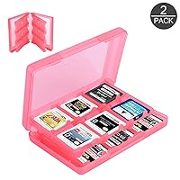 AKWOX [2-Pack] 28-in-1 Game Card Case Holder for Nintendo 3DS XL / 3DS / DS Lite Cartridge Box (Pink)