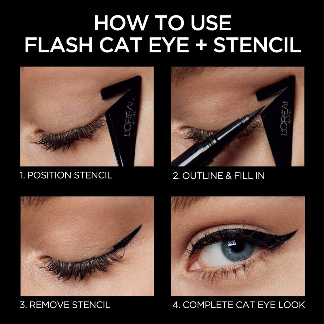 L'Oreal Paris Flash Cat Eye By Superliner Long Lasting Eyeliner là bút kẻ mắt dạng lỏng đầu tiên trên thị trường có thước kẻ siêu dễ. Và đầu cọ siêu chuẩn để vẽ mắt mèo trong tích tắc.