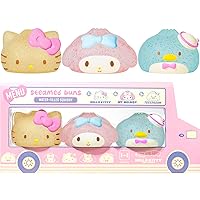 Hamee SquiSHU Sanrio Gold Glitter Steam Bun Squishy [Cute Water Filled Sparkle Sensory Toy] [Soft Squeeze Ball] [Hand Therapy Relaxing] Gift for Kids, Adults - Hello Kitty, My Melody, and Tuxedosam
