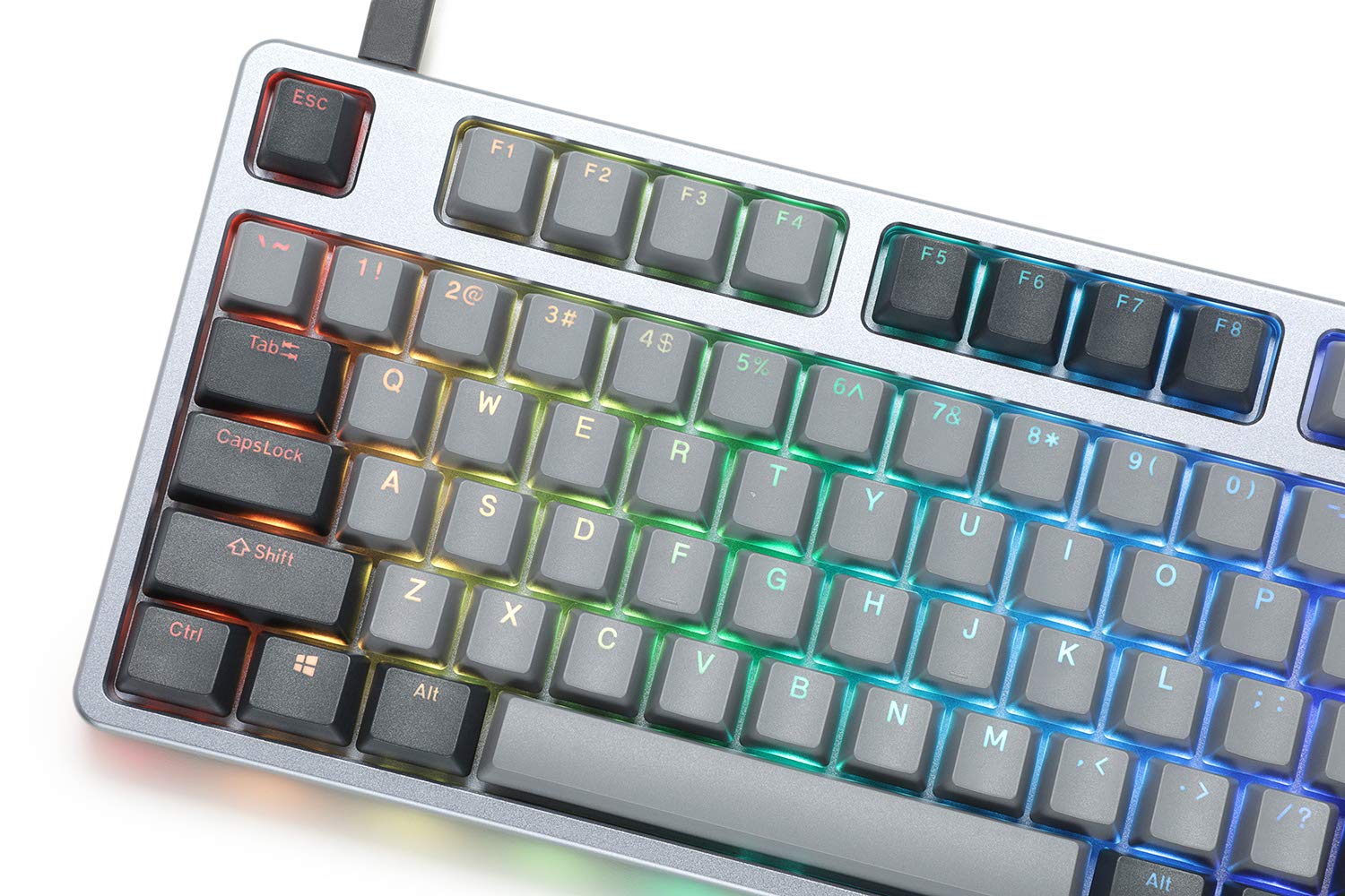 DROP CTRL High-Profile Mechanical Keyboard — Tenkeyless TKL (87 Key) Gaming Keyboard, Hot-Swap Switches, Programmable, Backlit RGB LED, USB-C, Doubleshot PBT, Aluminum(Gray, Halo True)