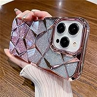 Luxury Colorful Plating Border Gradient Glitter Silicone Soft Case for iPhone 14 Pro Max 15 13 12 11 Clear Back Cover,Pink,for iPhone 15