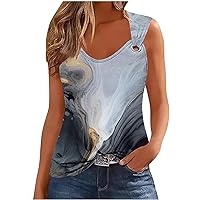 Womens Summer Tops Fashion Marble Print Sleeveless Tee Shirts Dressy Casual O Ring Shoulder Scoop Neck Tank Tops