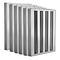 Towallmark Commercial Hood Filters 19.5W x 15.5H Inch, 430 Stainless Steel 5 Grooves Range Hood Filter for Kitchen Exhaust Hoods, Pack of 6