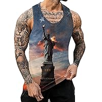 American Flag Tshirts for Men high Collar Tank top Men Muscle Tshirts camo Workout top Anime Shirts for Men Gym