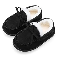 Scurtain Unisex Kids Toddler Slippers Suede Moccasin Slippers for Boys Girls Baby Lined with Warm Fur