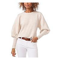 Vince Camuto Womens Ribbed Long Balloon Sleeve Crew Neck Sweater