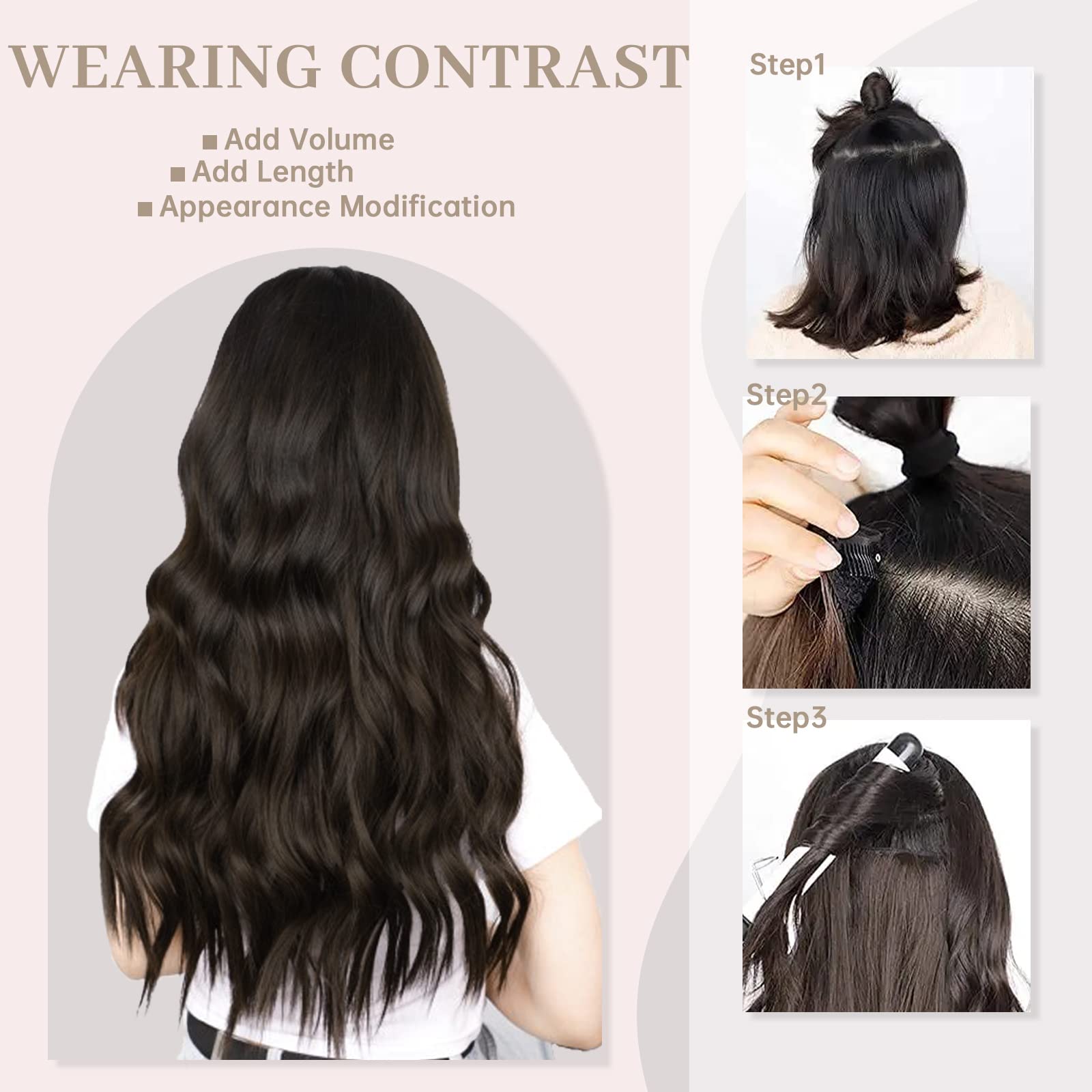Mua Sué Exquisite 4PCS Clip in Long Soft Glam Waves Thick Hairpieces 20  inches Dark Brown Hair Extensions Synthetic Fiber Double Weft Hair for  Women Full Head trên Amazon Mỹ chính hãng