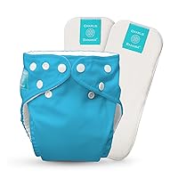 Charlie Banana Baby Fleece Reusable and Washable Cloth Diaper System, 1 Diaper and 2 Inserts, One Size, Turqouise