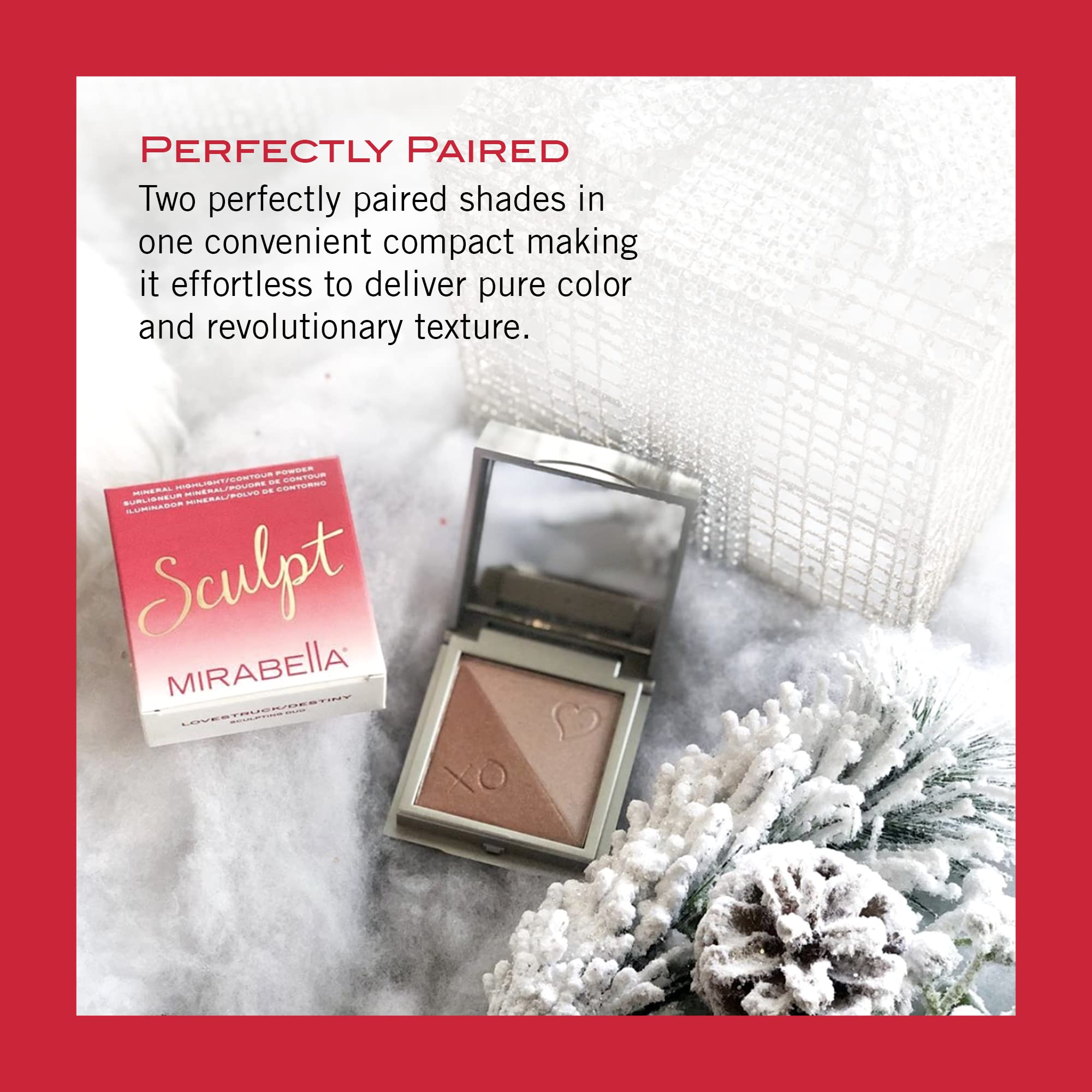 Mirabella Sculpt Contour and Bronzer Duo, Fate/Serendipity - Blendable, Mineral-Based Pressed Powders, Matte & Shimmer Shades - Sculpt & Define with Bronzing, Highlighting & Illuminating Colors