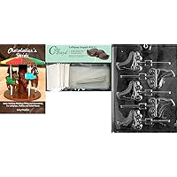 Cybrtrayd Roller Skates Lolly Chocolate Mold with Chocolatier's Bundle, Includes 25 Lollipop Sticks, 25 Cello Bags, 25 Silver Twist Ties and Chocolatier's Guide