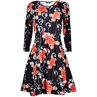 Oops Outlet Womens Ladies Long Sleeves Christmas Round Neck Baggy Swing Flared Mini Dress