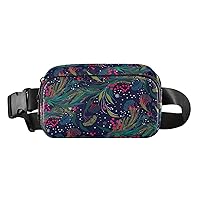 ALAZA Christmas Plants and Berries Belt Bag Waist Pack Pouch Crossbody Bag with Adjustable Strap for Men Women College Hiking Running Workout Travel