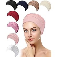 Zhanmai 8 Pieces Headwear for Women Slouchy Beanies for Women Sleeping Cap Head Covering Slouchy Hair Loss Beanies Hats Soft Cotton Cancer Headwear Hat Stretchy