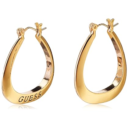 GUESS Basic Small Oval Logo Hoop Earrings