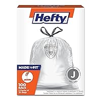 Hefty Made to Fit Trash Bags, Fits simplehuman Size J (12 Gallons), 100 Count (5 Pouches of 20 Bags Each) - Packaging May Vary