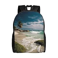 Beach Ocean Laptop Backpack Water Resistant Travel Backpack Business Work Bag Computer Bag For Women Men