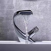 HIGOH Faucets,Faucet,Basin Mixer Tap Faucet, Bathroom Sink Faucets, Hot Cold Water Mixer Crane, Deck Mounted Single Hole Bath Tap Chrome Finished for Bathroom Kitchen/1