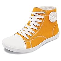 Womens High Top Wide Width Canvas Shoes Barefoot Fashion Sneakers Zero Drop Minimalist Shoes with Zipper for Casual Walking Travel