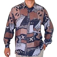 Men's Printed 100% Silk Shirt M Printed Pattern 129