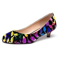 WAYDERNS Women's Patent Round Toe Slip On Low Kitten Heel Pumps Offress Work Dress Shoes 1.5 Inch