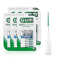 GUM Soft-Picks Original, Easy to Use Dental Picks for Teeth Cleaning and Gum Health, Disposable Interdental Brushes with Convenient Carry Case, Dentist Recommended Dental Picks, 50ct (6pk)