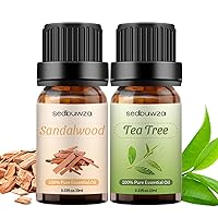 Sedbuwza Sandalwood Oil Bundle with Tea Tree Essential Oil Set, 100% Pure Organic Fragrance Oil for Diffuser, Humidifier, Soap, Candle, Perfume
