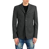 Versace Men's 100% Wool Plaid Four Button Blazer Sport Coat US 38 IT 48