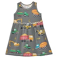 Tractor Girls Dress Earthmoving Vehicle Truck Kids Toddler Casual Dresses Summer Dresses 2T