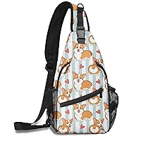 Kawaii Dog Sling Bag Travel Crossbody Backpack Chest Hiking Daypack Casual Shoulder Bags for Women Men with Strap Lightweight Outdoor Traveling Climbing Cycling