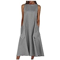 Women's Sleeveless Dress Summer Casual Maxi Dresses Cute Solid Long Vacation Dress 2024, S-3XL