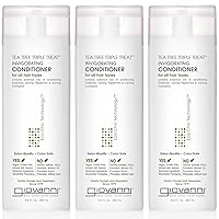 GIOVANNI Tea Tree Triple Treat Invigorating Conditioner - Cooling Peppermint, Eucalyptus, Rosemary, Helps Dry Flaking Scalp, Paraben Free, Helps to Moisturize, Smooth & Detangle- 8.5 oz (3 Pack)
