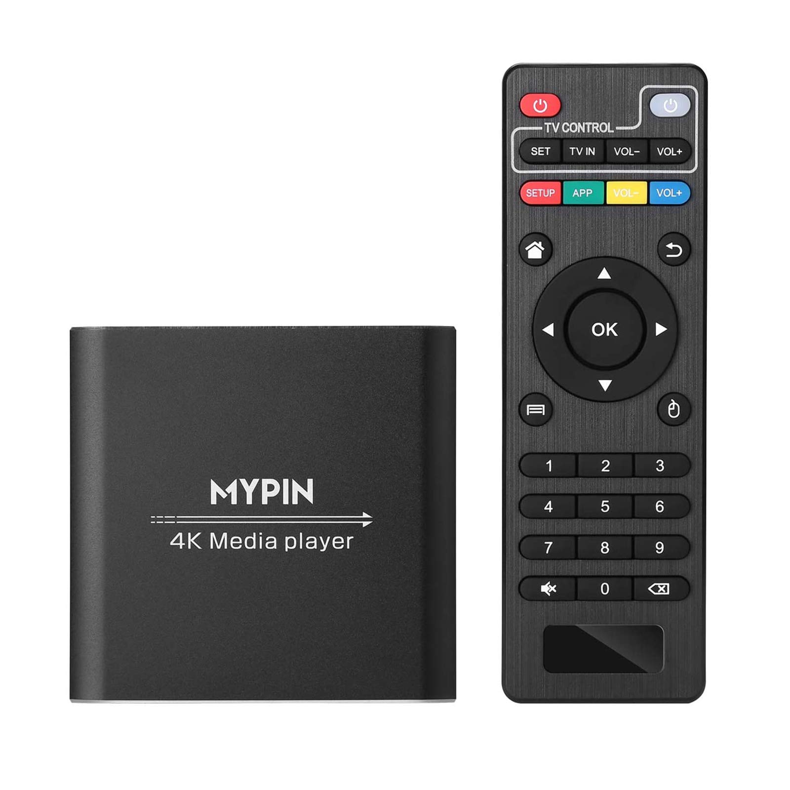 4K Media Player with ONE AV Cable, Digital MP4 Player for 8TB HDD/USB Drive/TF Card/H.265 MP4 PPT MKV AVI Support HDMI/AV/Optical Out and USB Mouse/Keyboard-HDMI up to 7.1 Surround Sound (Black)