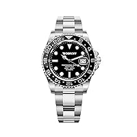 Men's Automatic Professional Diver's Watch, 1000 m, Black, 44MM, Helium Valve BF0004, Multicoloured, 41mm, Bracelet
