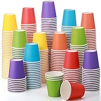 3 oz 300 Count Paper Cups Bathroom Cups Disposable Cups Mouthwash Cups Paper Espresso Cups Small Snack Cups Drinking Cup for Kid Party Hot Cold Water Coffee Juice Candy Office, Rainbow Colors