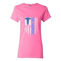 Ladies ER Nurse Hospital American Flag DT T-Shirt Tee
