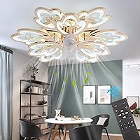 31 Inch Flower Modern Ceiling Fan with Lights Remote Control, 6 Speed 3 Color Dimmable Ceiling Fan Lamp Silent Fandelier with Invisible Blades for Living Room Bedroom Home Decoration