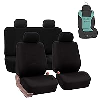 FH Group FB050114 Flat Cloth Seat Covers (Black) Full Set with Gift – Universal Fit for Cars Trucks & SUVs