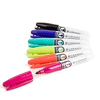 U Brands Low-Odor Mini Dry Erase Markers, Set of 6, Assorted Colors, Non-Toxic, Medium (2 mm) Point