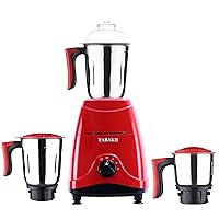 Indian Mixer Grinder | 3 Stainless Steel Jars | 650 Watts | 110-Volts | Red