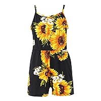 YiZYiF Kids Girls Sunflower Printed Jumpsuit Strap Sleeveless Summer Romper Playwear