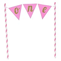 Creative Converting Pink Banner One Cake Topper Party Supplies, Multicolor