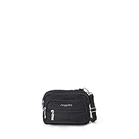 Baggallini Triple Zip Small Crossbody Bag for Women - 8x6 inch Convertible Fanny Pack Belt Bag - Lightweight Water-resistant