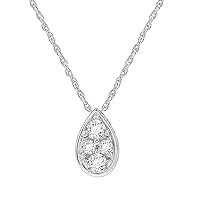 1/4 ct. T.W. Lab Diamond (SI1-SI2 Clarity, F-G Color) and Sterling Silver Pear Shape Pendant with 18 inch Cable Chain and Spring Ring Clasp