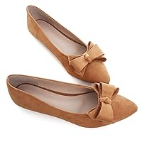 SAILING LU Bow-Knot Ballet Flats for Women Pointed Toe Crystals Shoes Comfort Light Weight Loafers